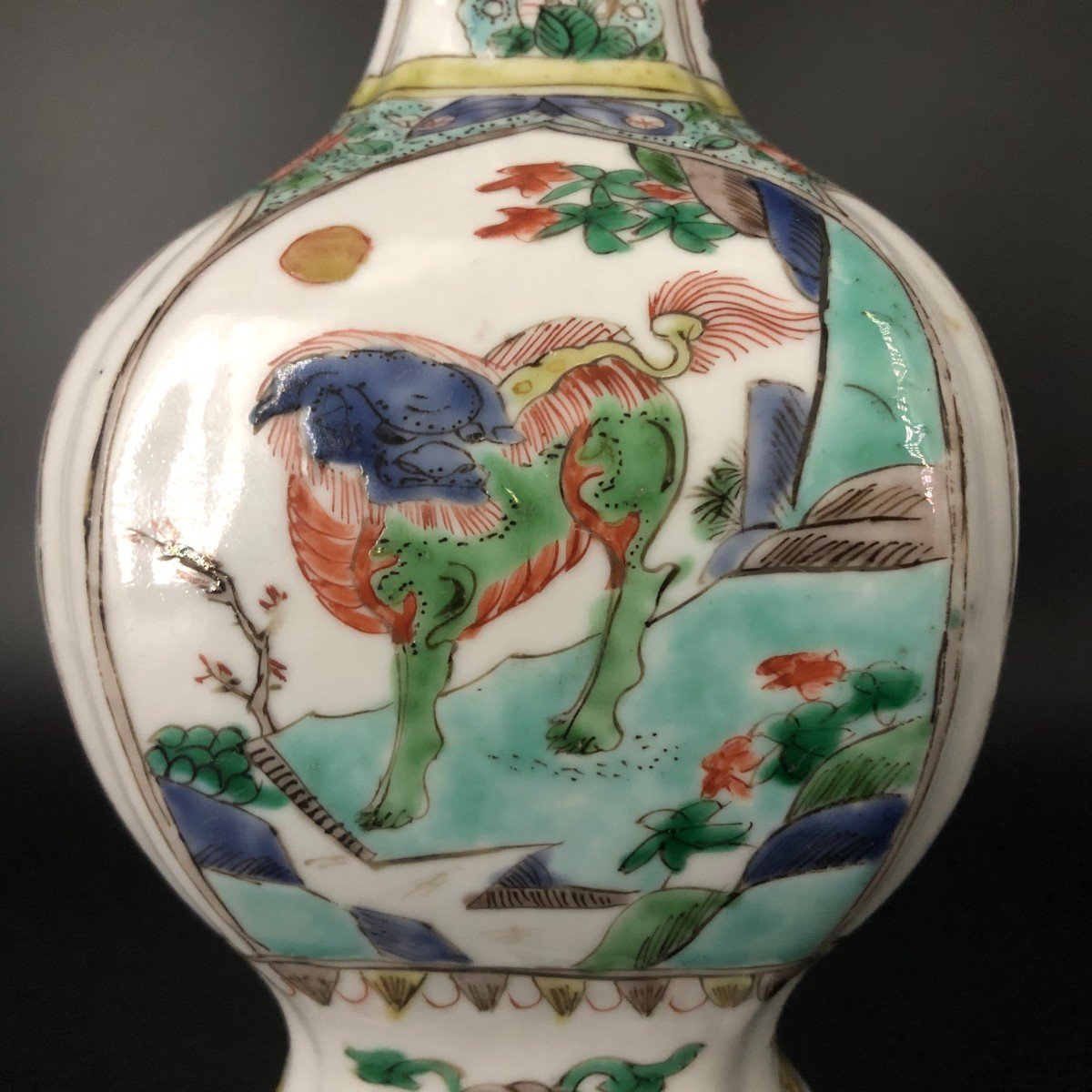 Paire De Vases Porcelaine De Chine Famille Verte XVIII Eme-photo-1