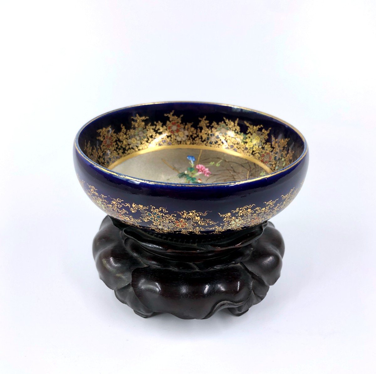 Japanese Satsuma Earthenware Bowl By Kinkozan-photo-2