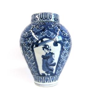 17th C Japanese Arita Blue And White Jar Vase