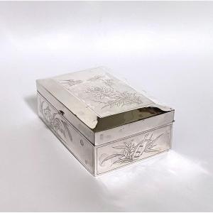 Japanese Silver Cigar Box Meiji Period Japan