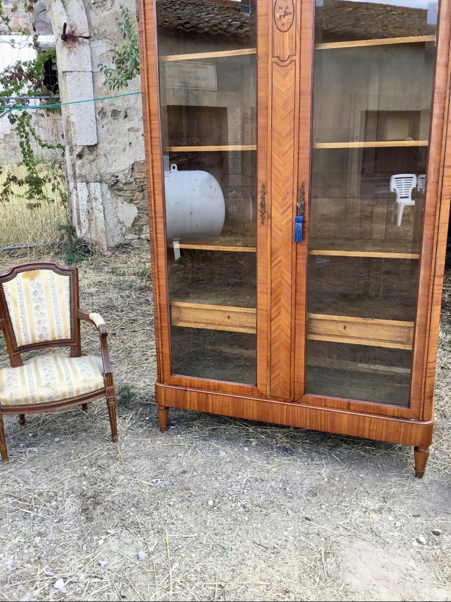 Louis XVI Style Library In Marquetry 19th Century-photo-5