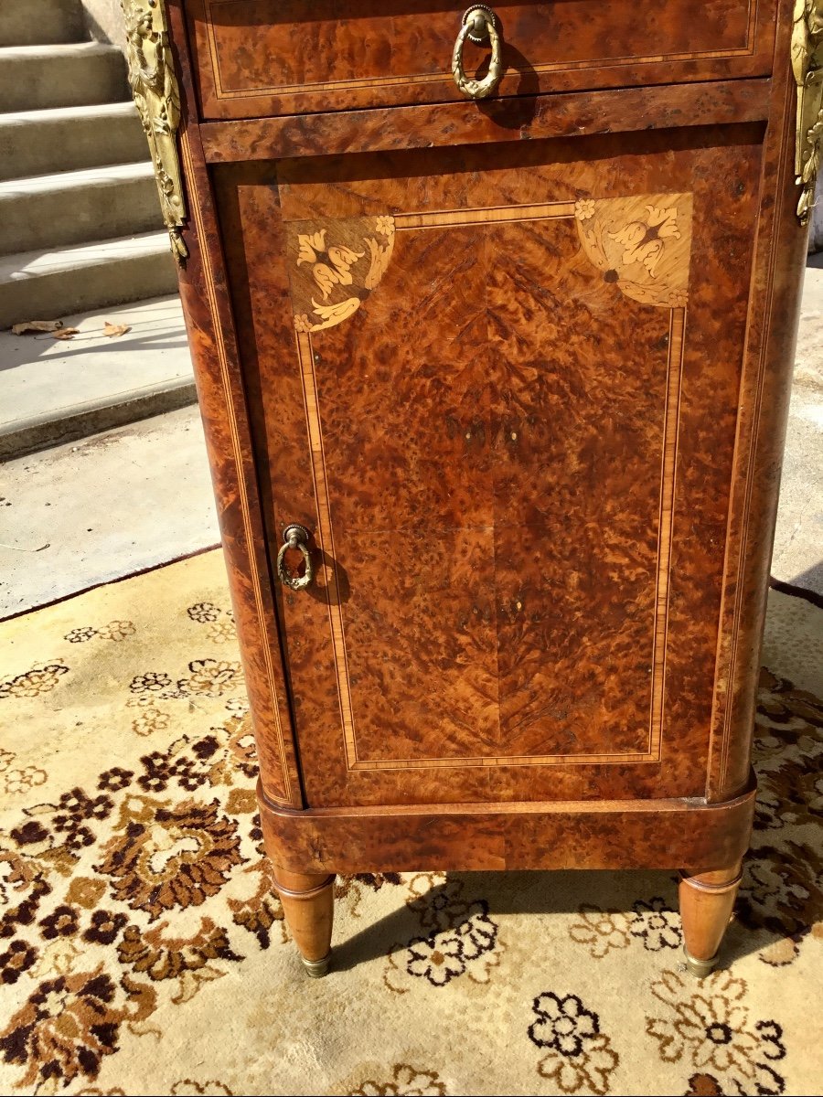 Empire Style Nightstand In Burl Walnut From The 1900s.-photo-4