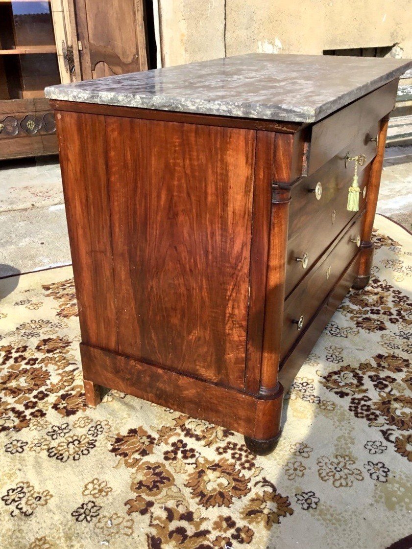 Empire Chest Of Drawers In Solid Walnut 19th Century-photo-2