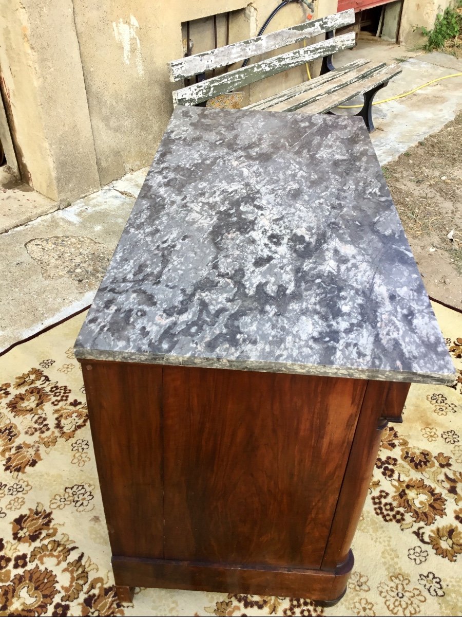 Empire Chest Of Drawers In Solid Walnut 19th Century-photo-2