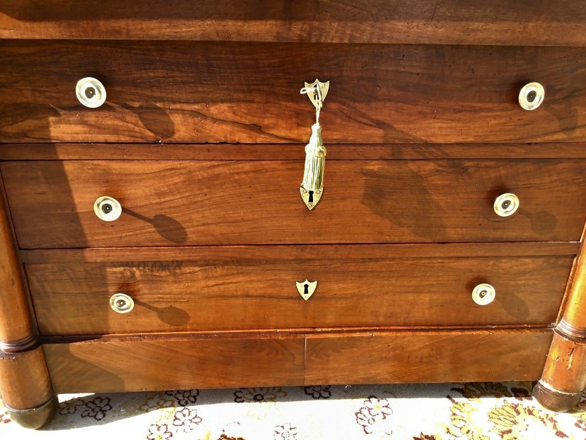 Empire Chest Of Drawers In Solid Walnut 19th Century-photo-6