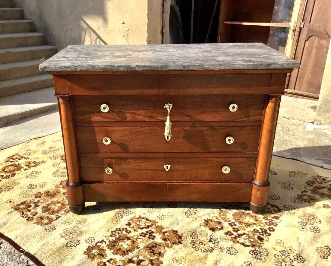 Empire Chest Of Drawers In Solid Walnut 19th Century