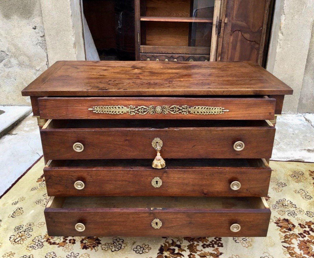 Empire Chest Of Drawers In Walnut D 19th Century-photo-1