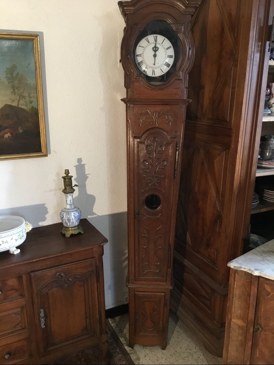 Horloge De Parquet Louis XV En Chêne  D époque  18eme.-photo-2