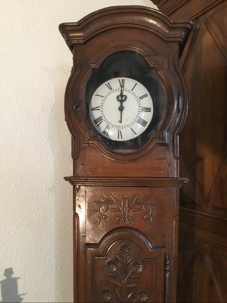 Horloge De Parquet Louis XV En Chêne  D époque  18eme.-photo-3