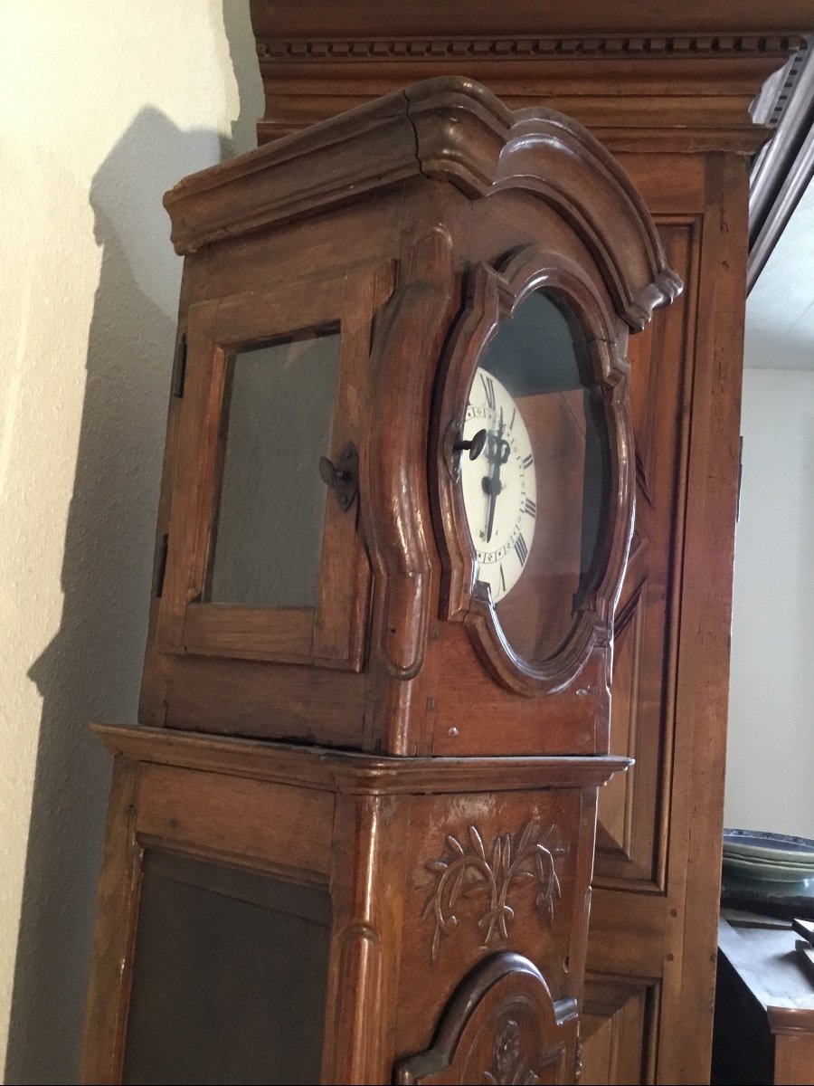 Horloge De Parquet Louis XV En Chêne  D époque  18eme.-photo-4