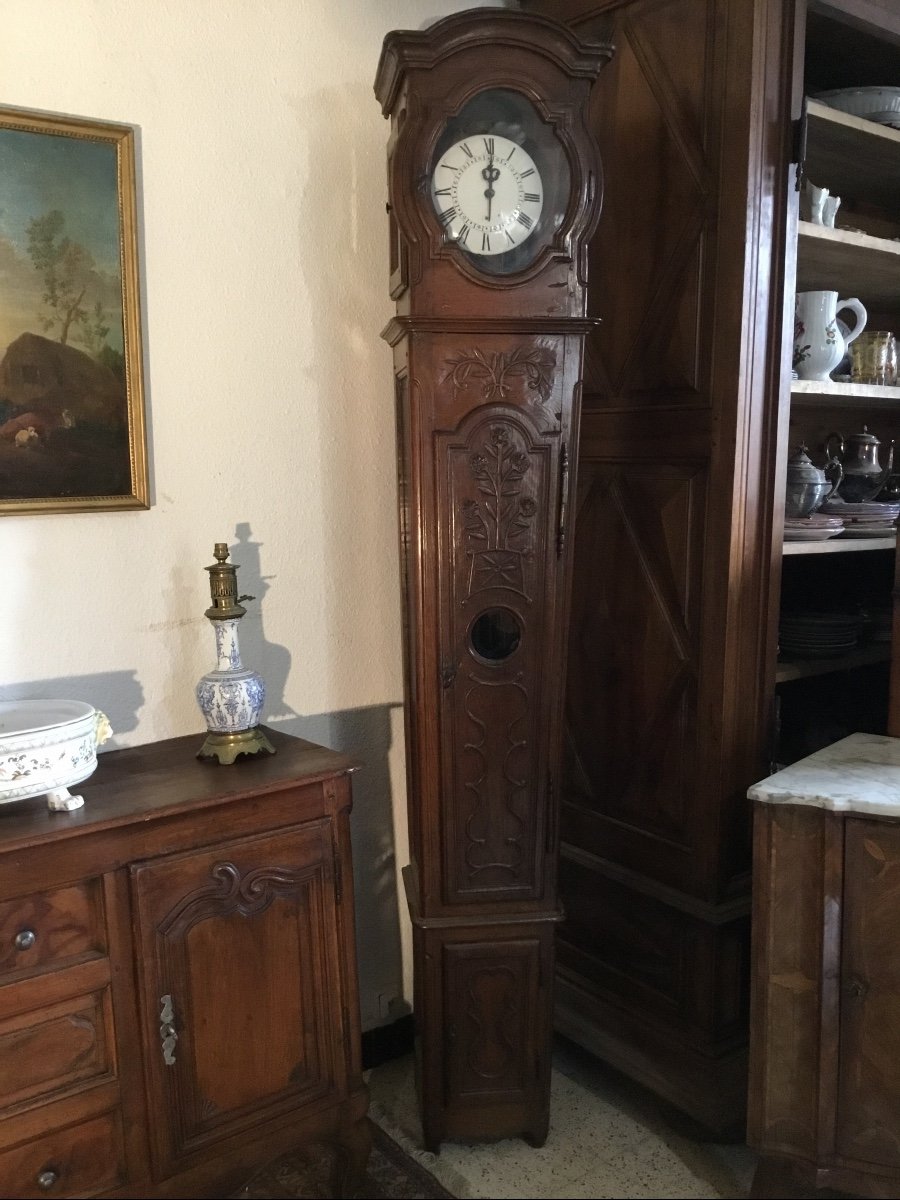 Horloge De Parquet Louis XV En Chêne  D époque  18eme.