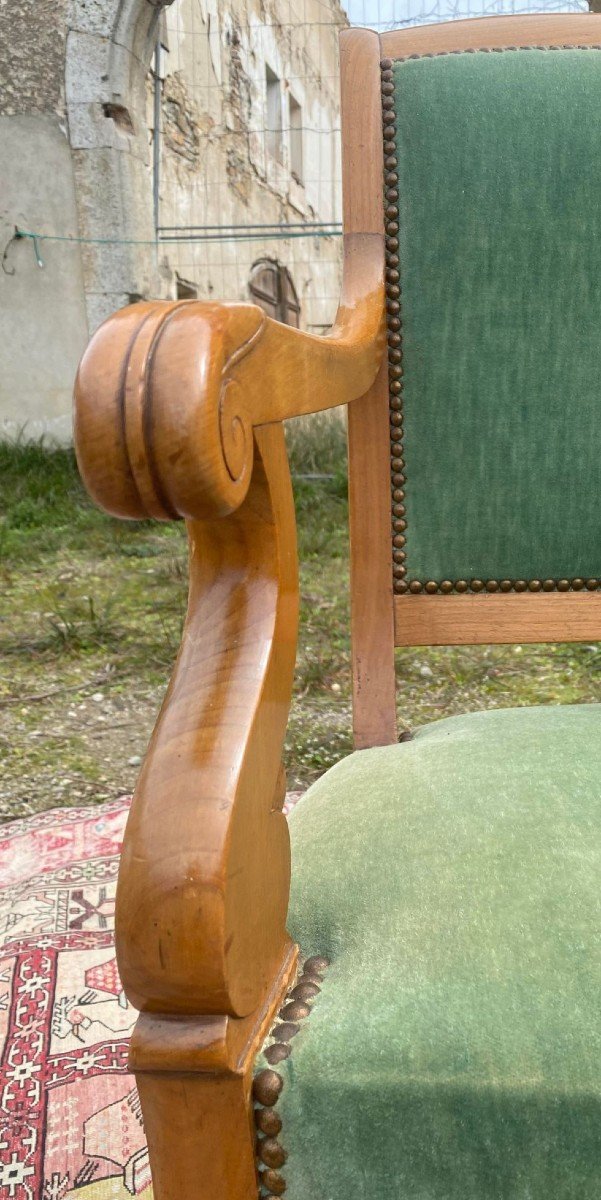 Paire De Fauteuils Restauration En Acajou Blond ,époque 1900-photo-3