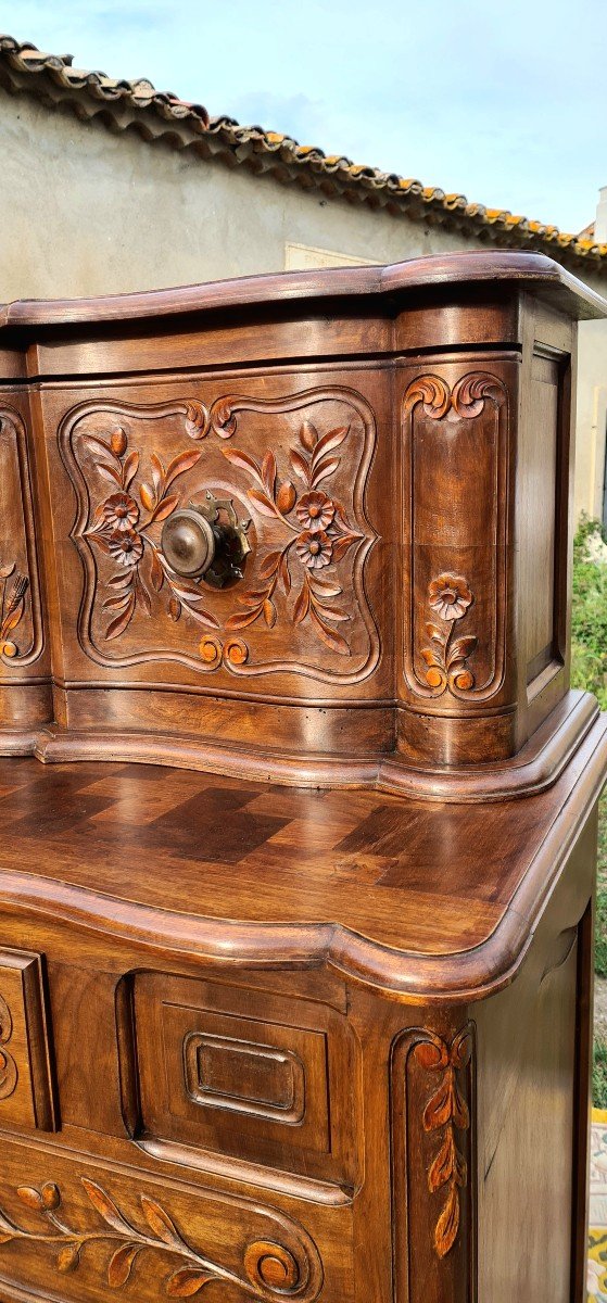 Buffet ,enfilade ,glissant Provençale En Noyer ,époque XXé-photo-4