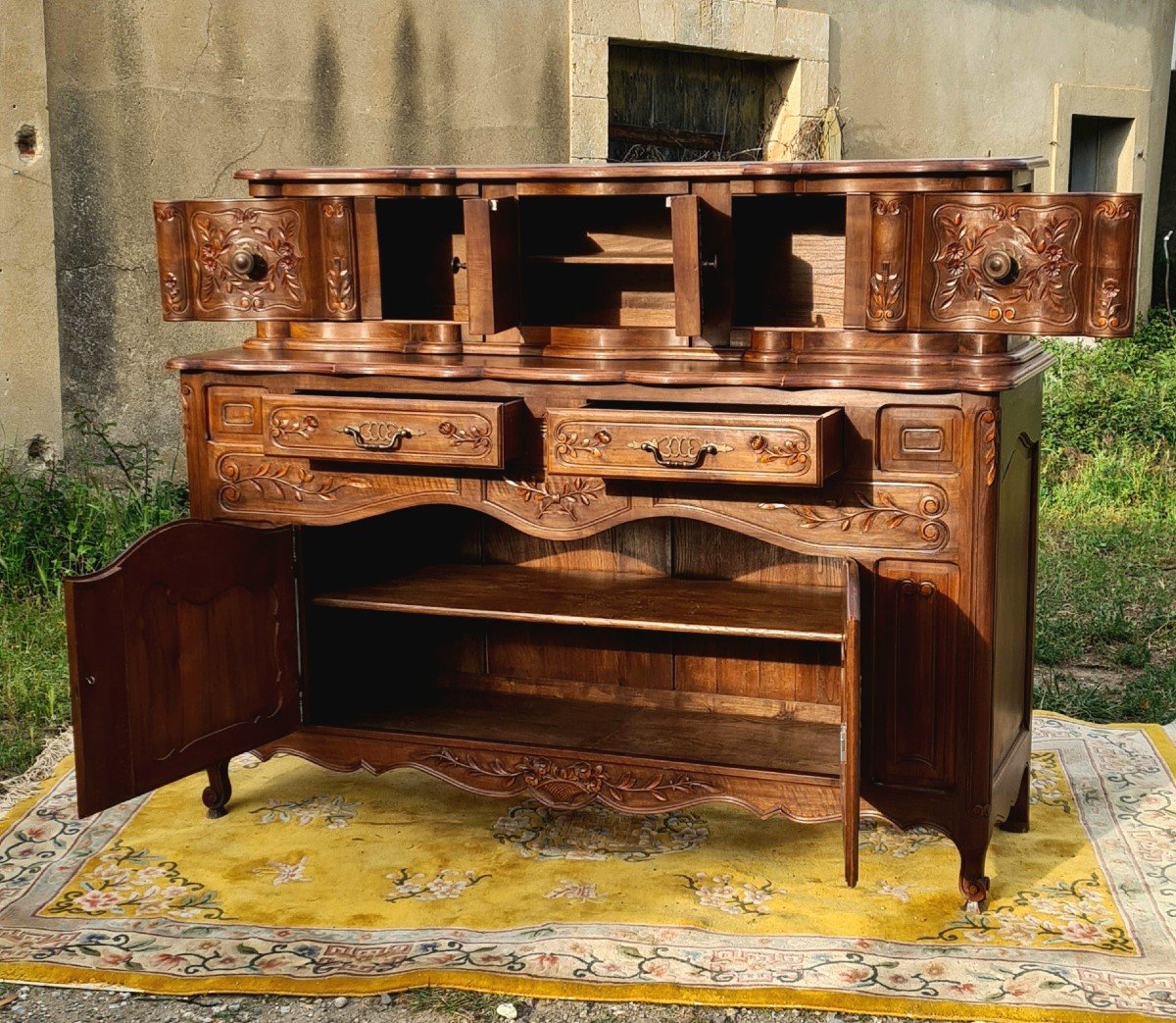 Buffet ,enfilade ,glissant Provençale En Noyer ,époque XXé-photo-3