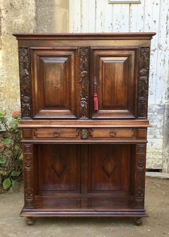 Haute Epoque Style Credenza In Walnut And XIXth Century-photo-2