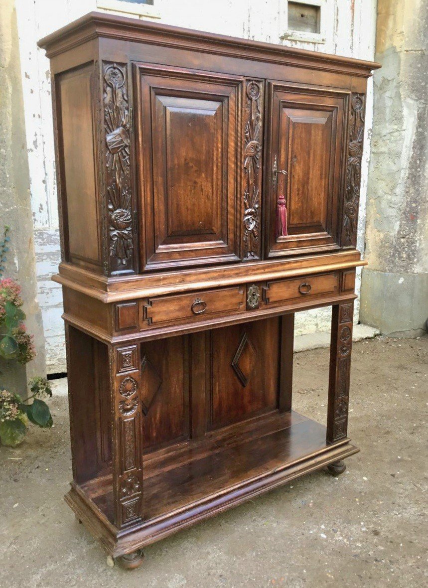 Haute Epoque Style Credenza In Walnut And XIXth Century-photo-3