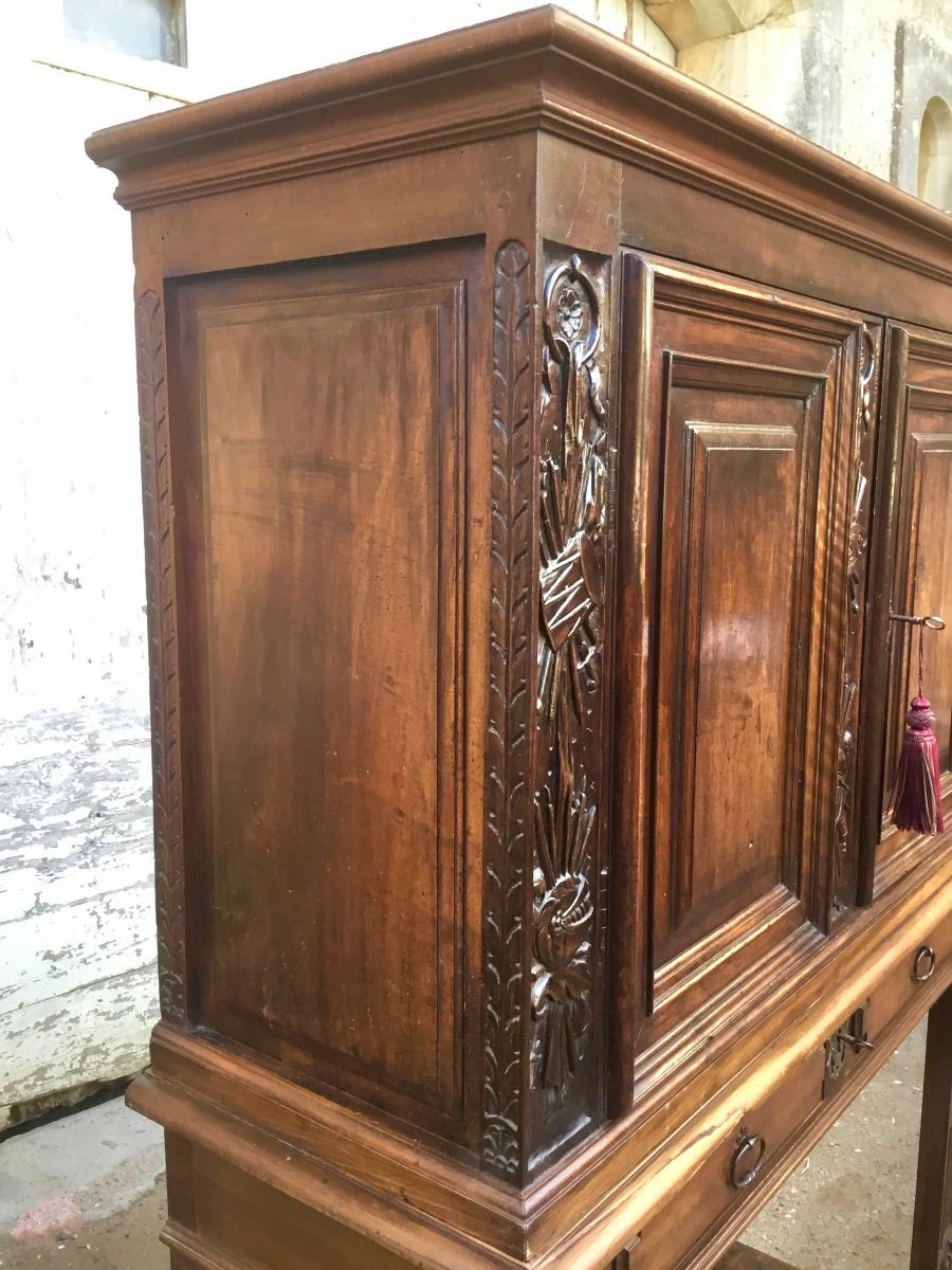 Haute Epoque Style Credenza In Walnut And XIXth Century-photo-3