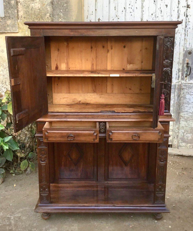 Haute Epoque Style Credenza In Walnut And XIXth Century-photo-5