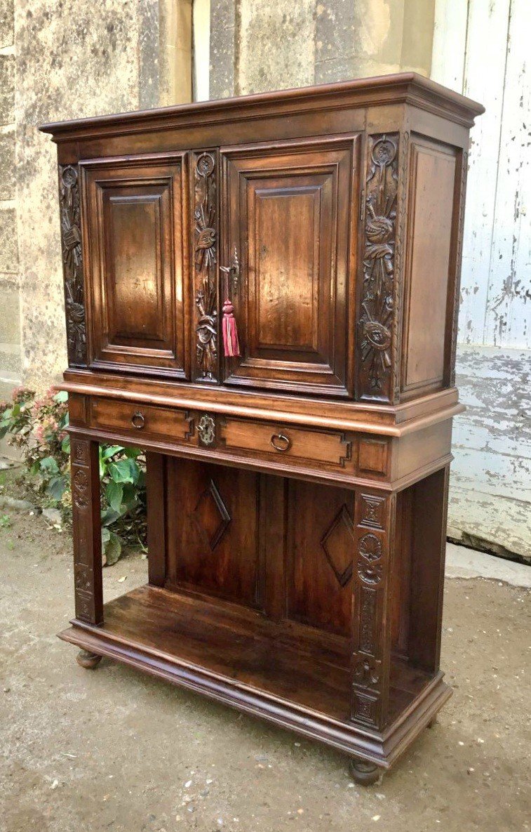 Haute Epoque Style Credenza In Walnut And XIXth Century