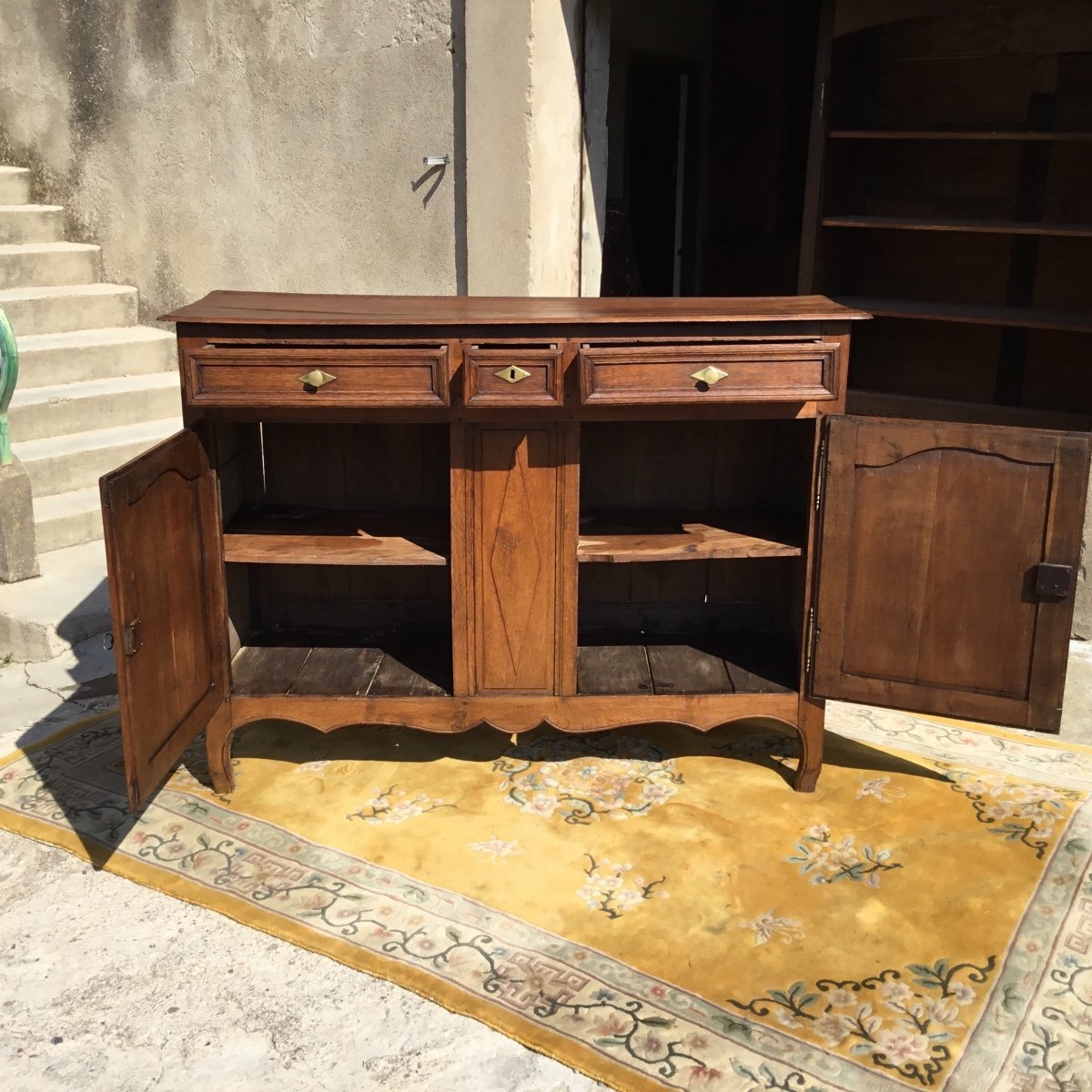 Sideboard, Louis XV Style Buffet In Oak From The Nineteenth Time-photo-4