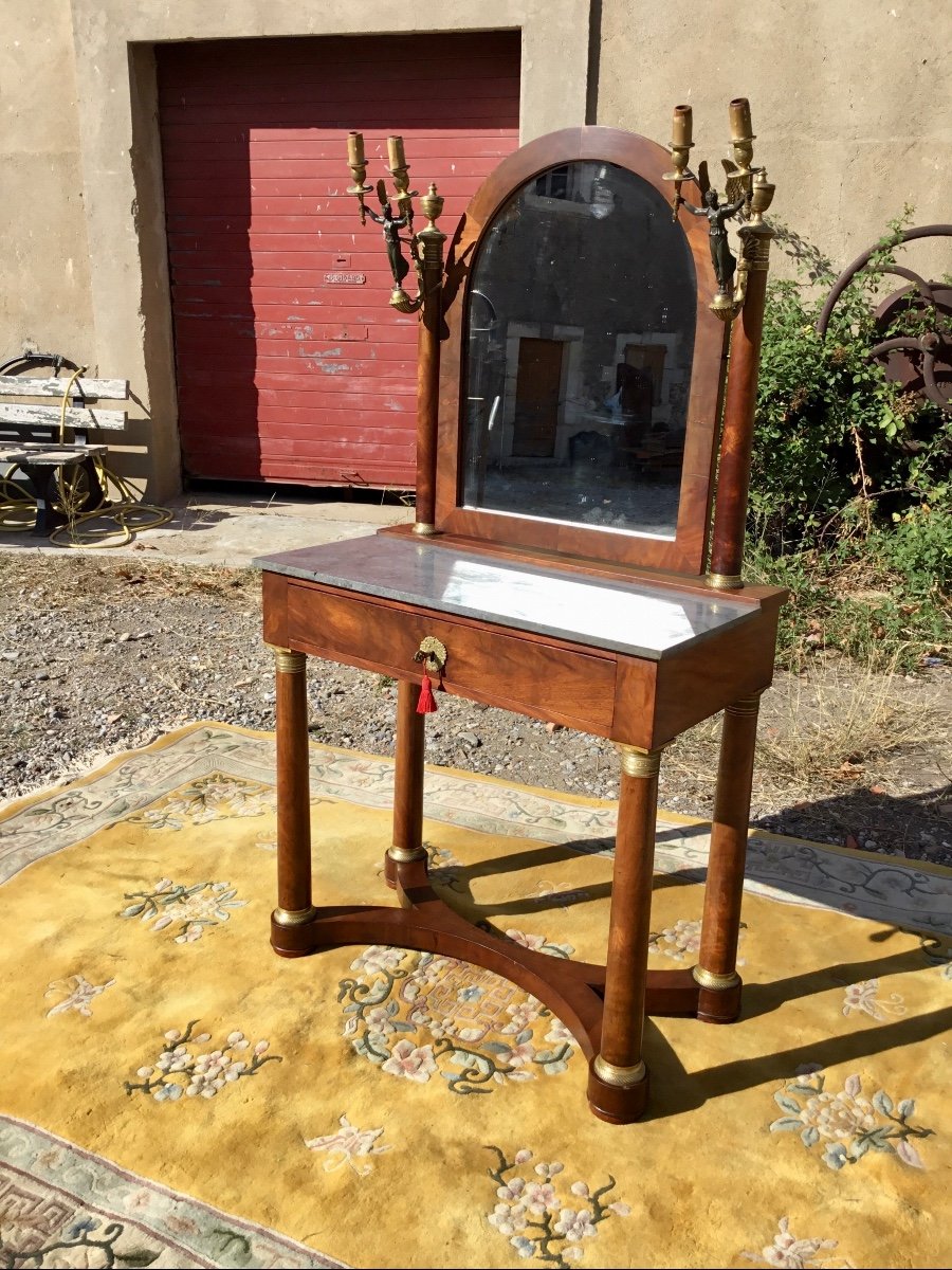 Empire Dressing Table, Mahogany 19th Century-photo-5