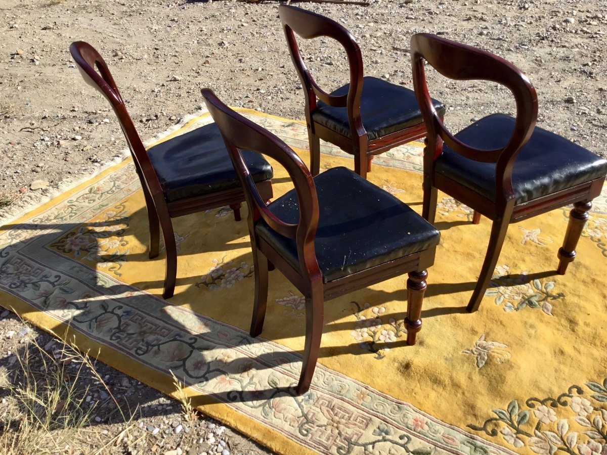 Suite Of Four Louis XV Style Mahogany Chairs From The 19th Period.-photo-4