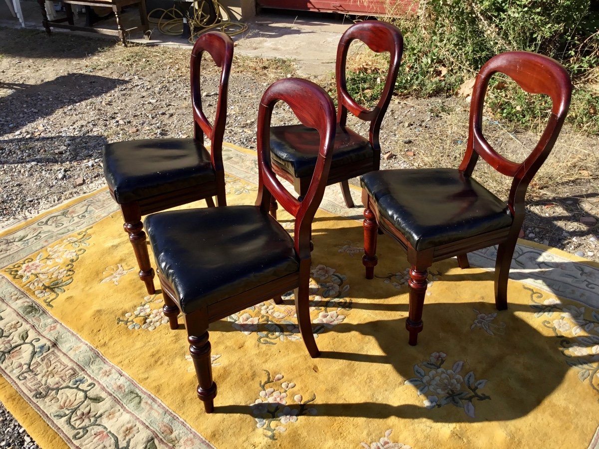 Suite Of Four Louis XV Style Mahogany Chairs From The 19th Period.-photo-5