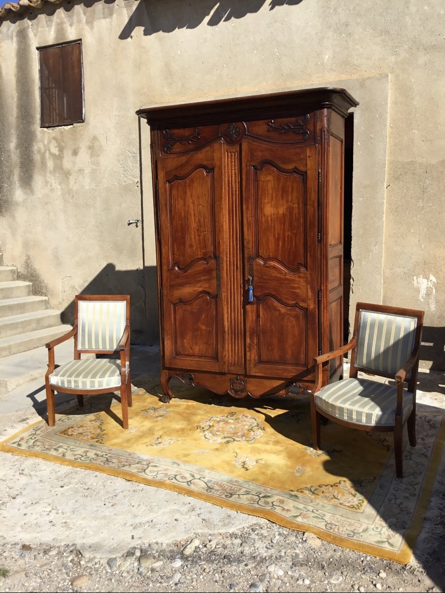 Armoire Provençale, Louis XV, En Noyer époque 18em.-photo-2