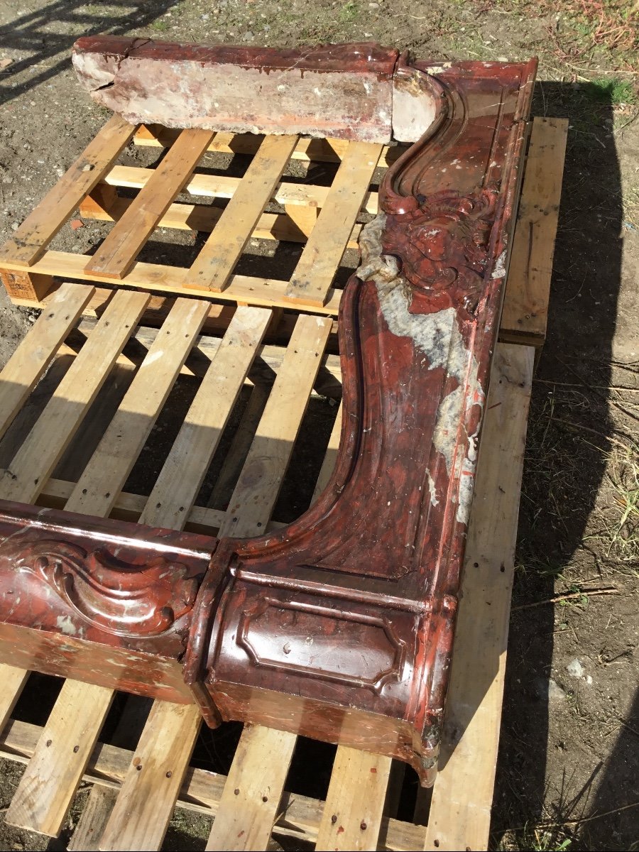 Fireplaces, Regency In Royal Red Marble From Languedoc, 18th Century.-photo-8