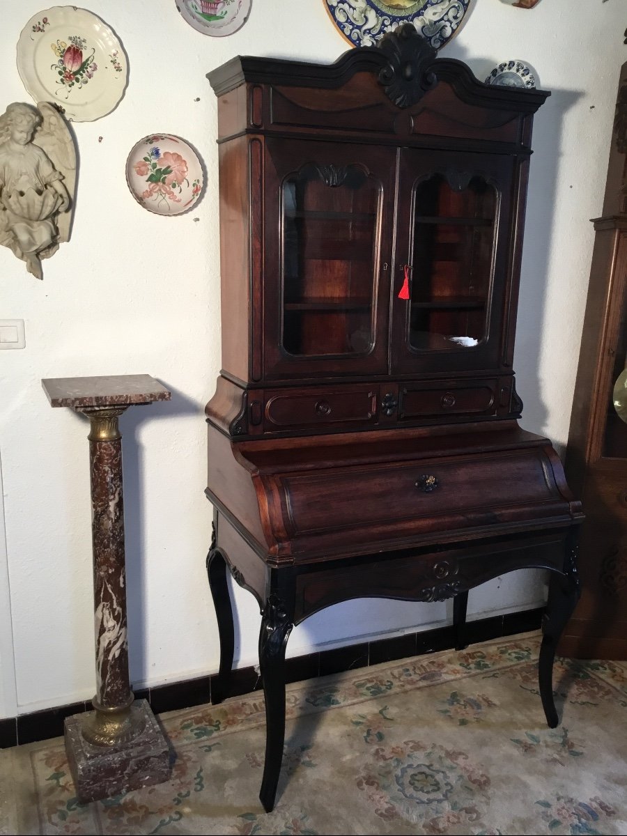 Library, Secretary, Napoleon III, In Mahogany 19th Century Period-photo-2