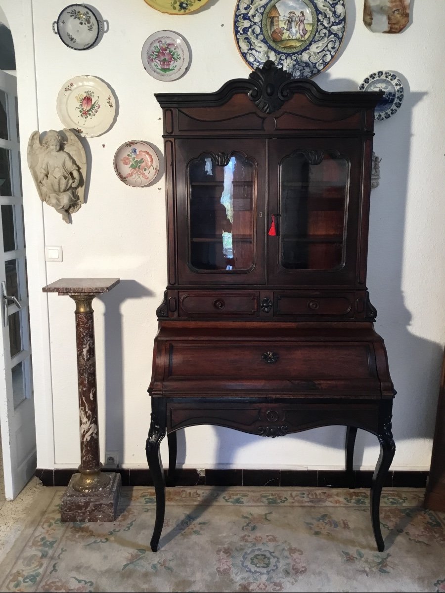 Library, Secretary, Napoleon III, In Mahogany 19th Century Period-photo-3