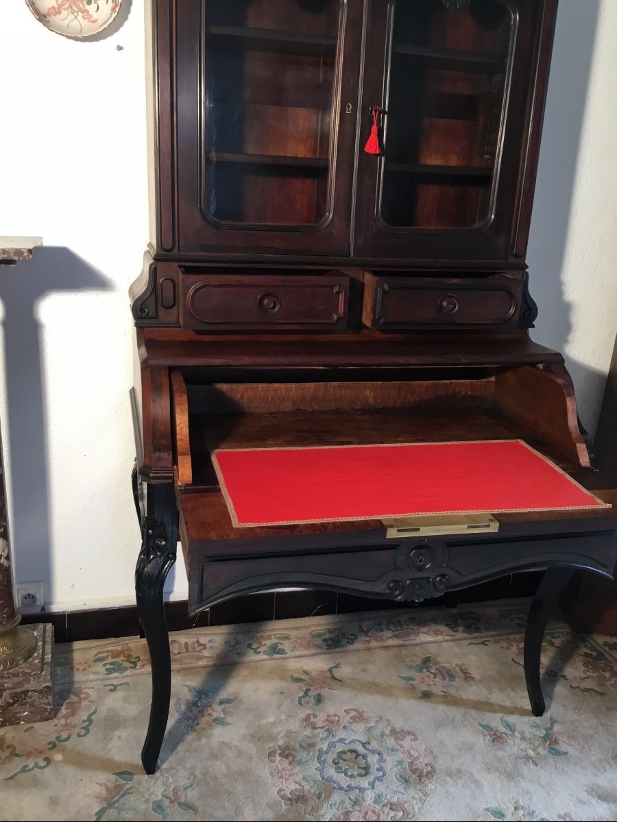 Library, Secretary, Napoleon III, In Mahogany 19th Century Period-photo-4