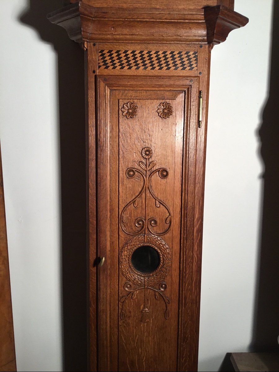 Louis XIV Style Floor Clock In Oak From The 19th Century.-photo-3