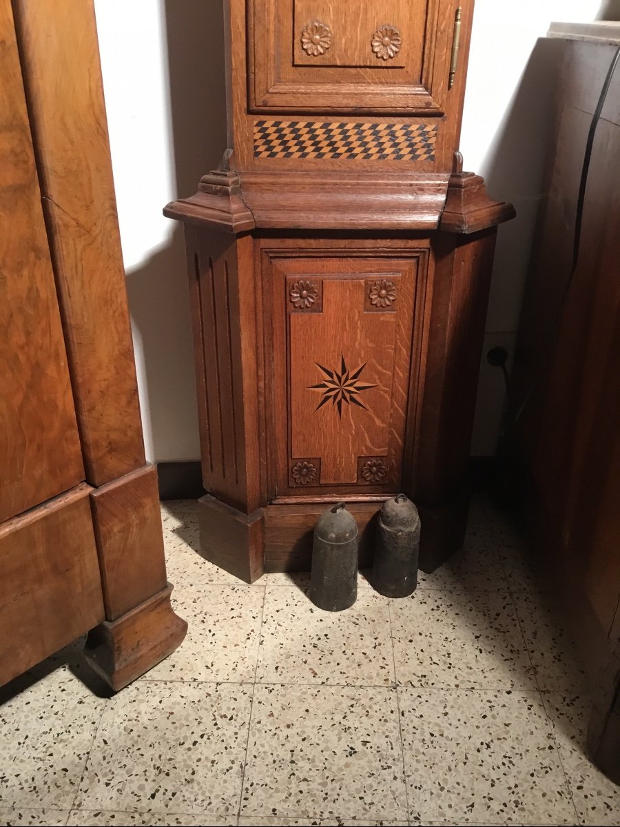 Louis XIV Style Floor Clock In Oak From The 19th Century.-photo-4