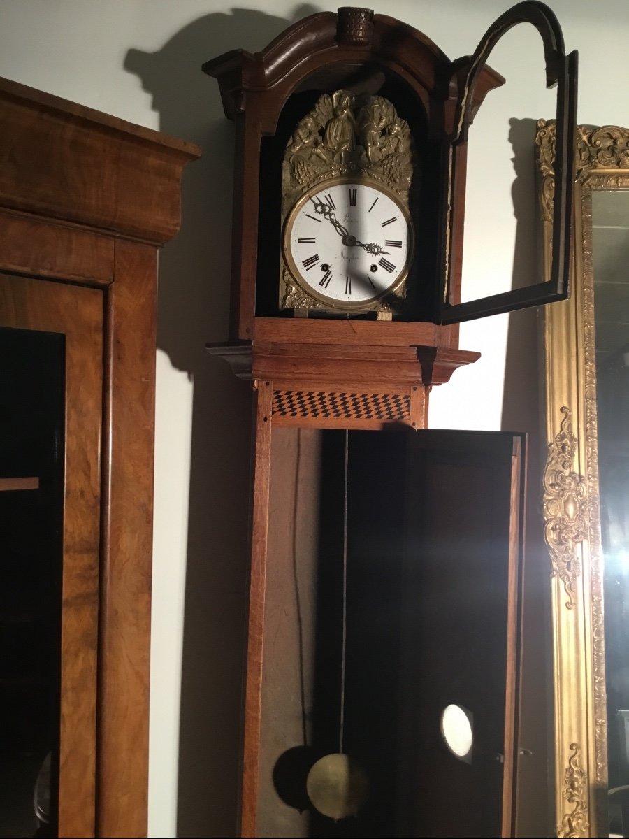 Louis XIV Style Floor Clock In Oak From The 19th Century.-photo-3