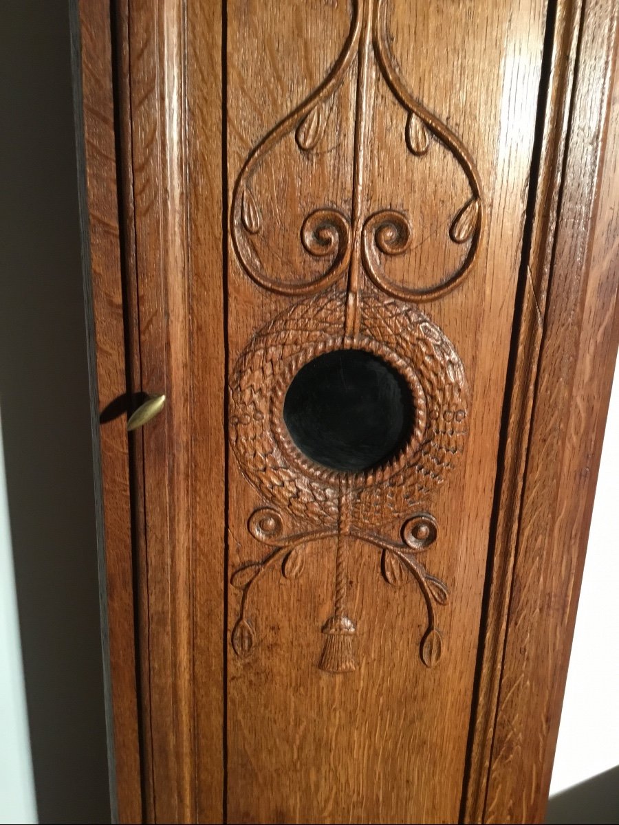 Louis XIV Style Floor Clock In Oak From The 19th Century.-photo-4