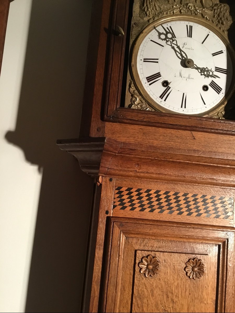 Louis XIV Style Floor Clock In Oak From The 19th Century.-photo-6