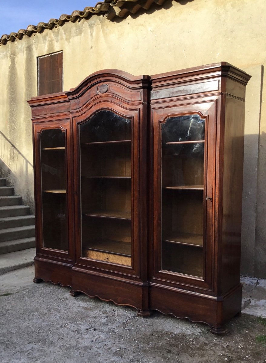 Grande Bibliothèque vitrine De Style Louis XV, En Acajou époque 19emsiècle -photo-2