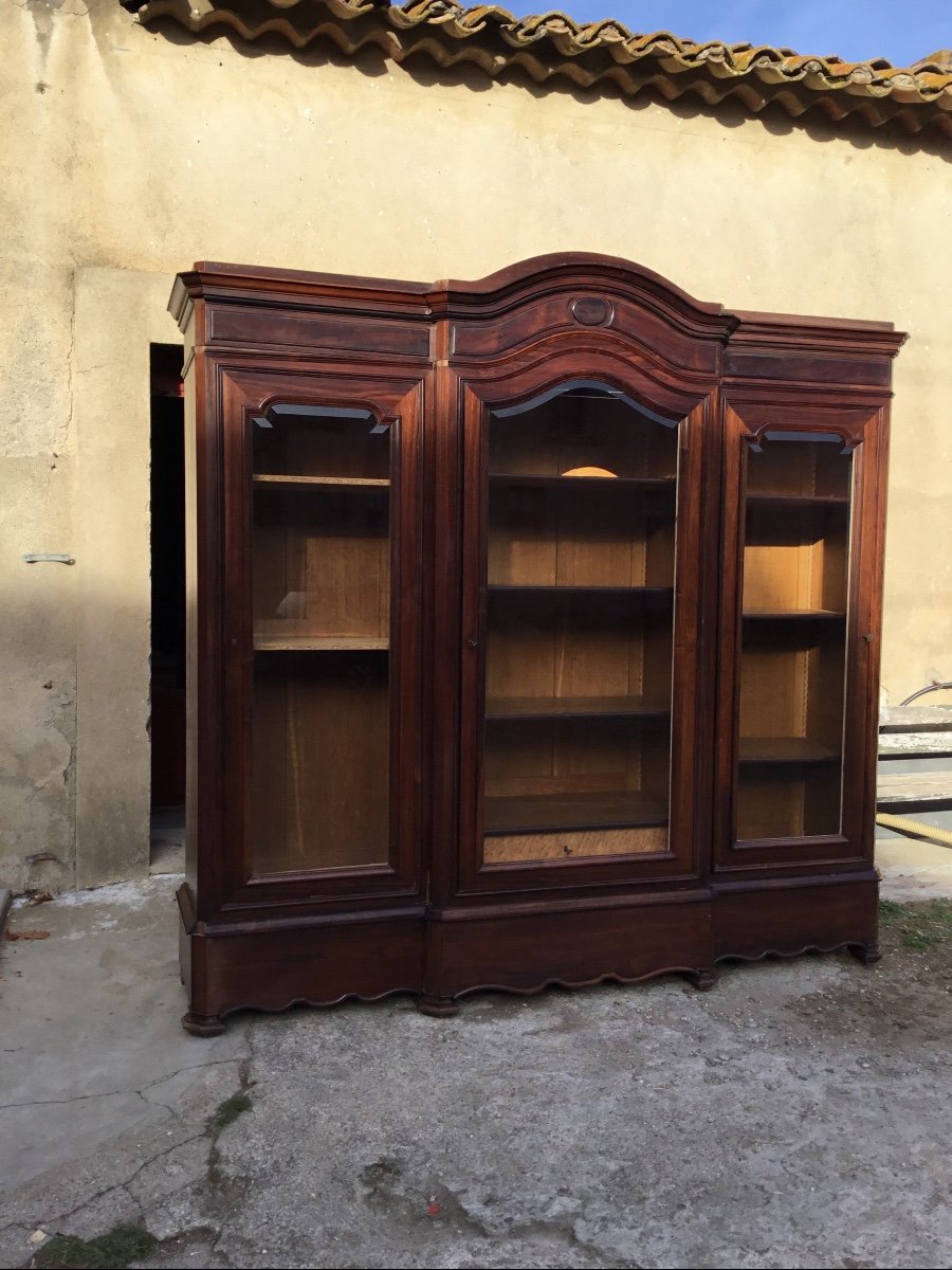 Grande Bibliothèque vitrine De Style Louis XV, En Acajou époque 19emsiècle -photo-2