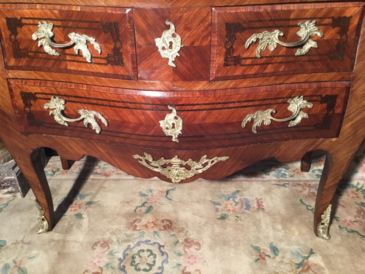 Commode,, Sauteuse De Style Louis XV, En Marqueterie époque, 1900-photo-7