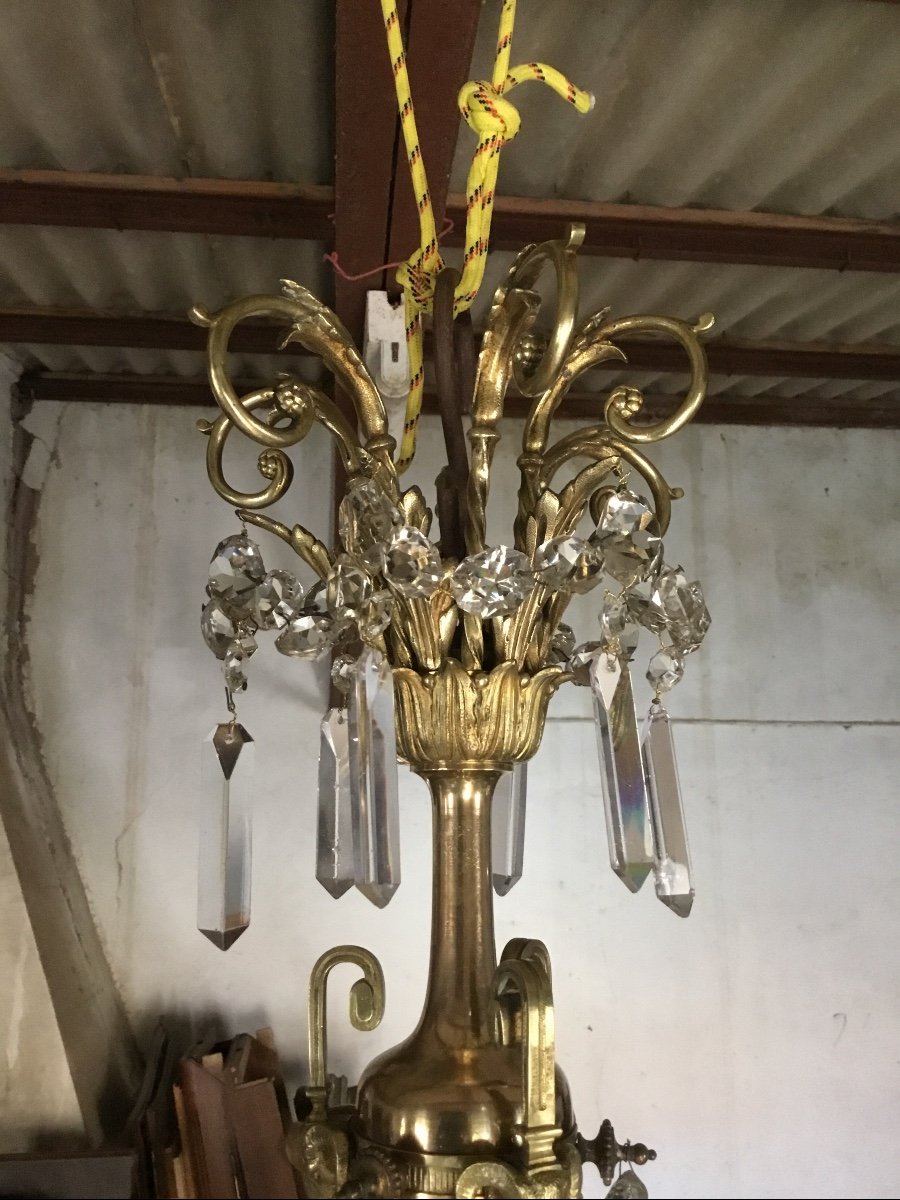 Empire Chandelier With Twelve Lights In Bronze From The 19th Century-photo-3