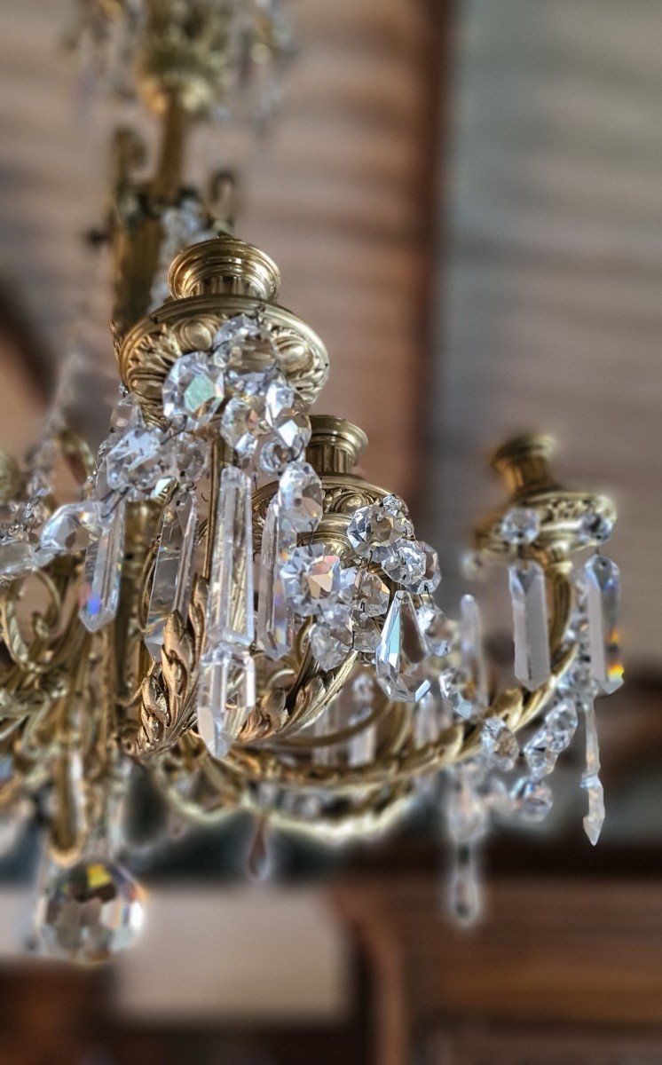 Empire Chandelier With Twelve Lights In Bronze From The 19th Century-photo-4