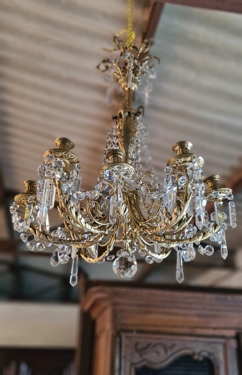 Empire Chandelier With Twelve Lights In Bronze From The 19th Century-photo-5