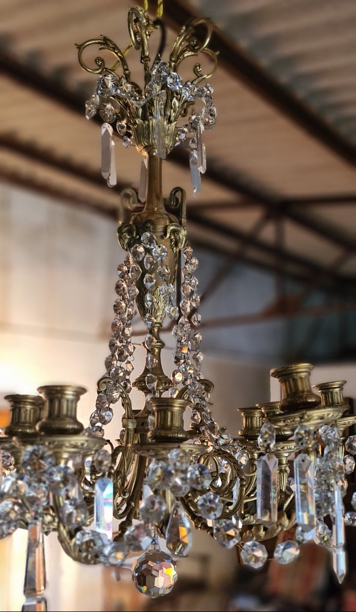 Empire Chandelier With Twelve Lights In Bronze From The 19th Century-photo-3