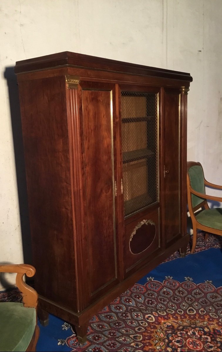 Louis XVI Style Bookcase, In Blond Mahogany, 19th Century Period-photo-4