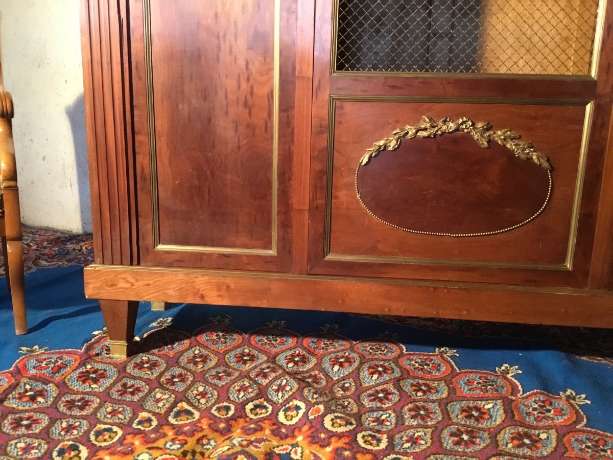 Louis XVI Style Bookcase, In Blond Mahogany, 19th Century Period-photo-4