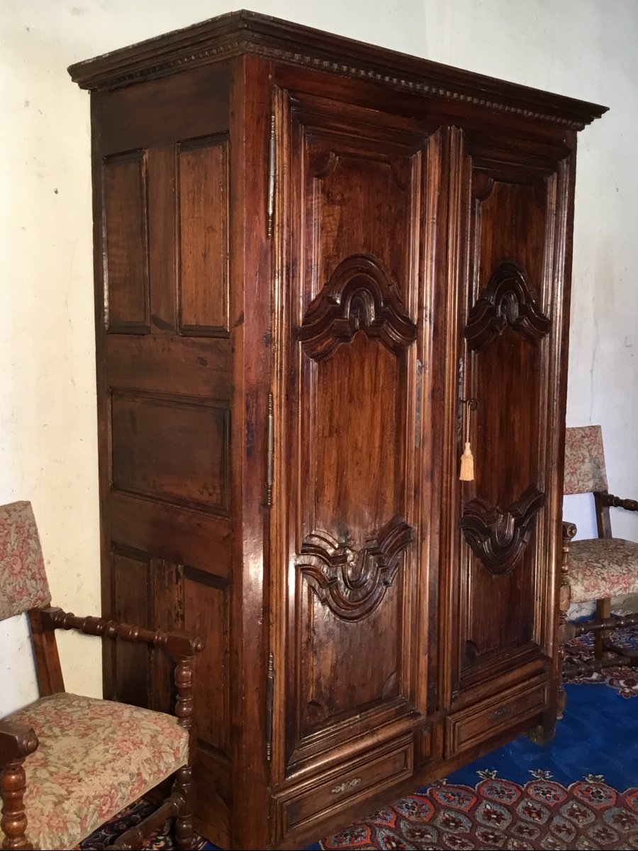 Armoire,  Louis XIV De Presbytère En Noyer époque 17ème.-photo-2