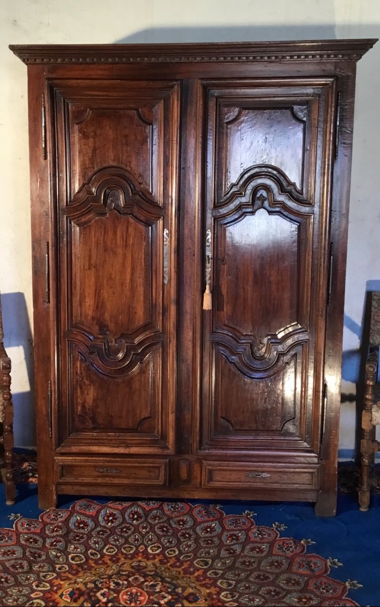 Armoire,  Louis XIV De Presbytère En Noyer époque 17ème.-photo-4