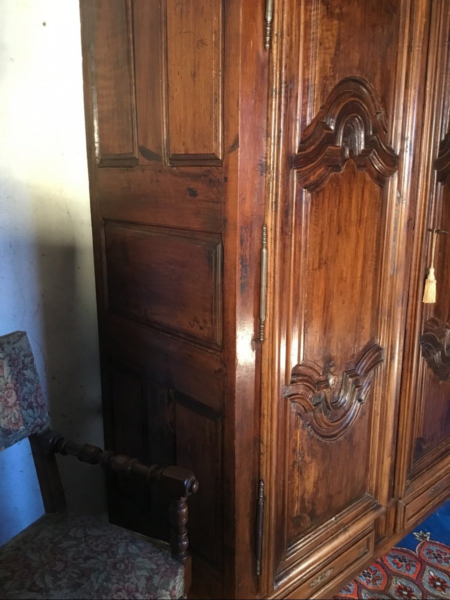 Armoire,  Louis XIV De Presbytère En Noyer époque 17ème.-photo-7