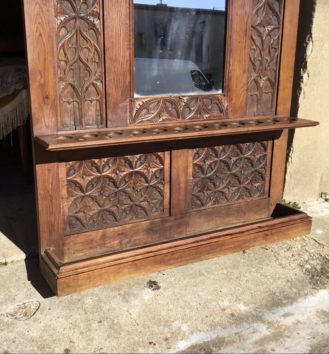 Porte  Manteau De Château Vestiaire, En Chêne , Néogothique D’époque 19emsiècle -photo-4